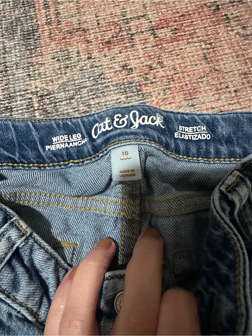 Cat & Jack Blue Wide-Leg Jeans with Heart Patch Details
